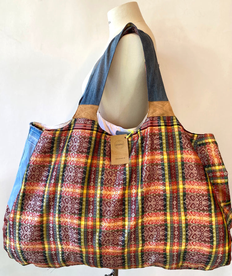 Oversize Big Bag Denim & Sari-Stoff
